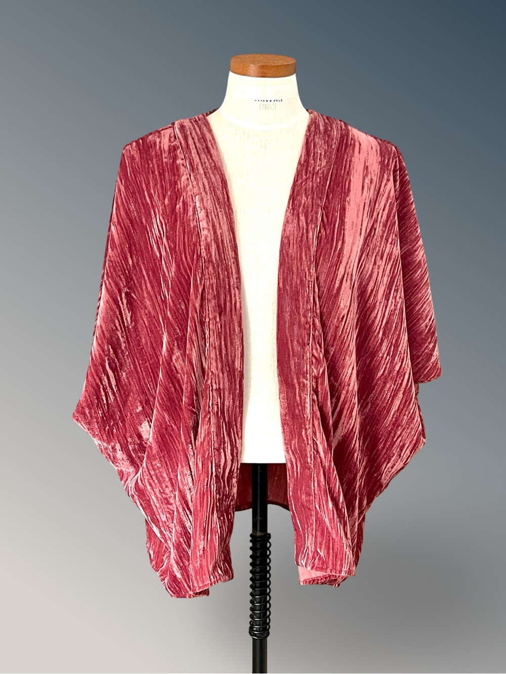 A New Day Crushed Velvet Kimono Bolero Jacket Wrap Mauve/Pink (One Size)